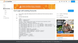 Curl Login with existing Accounts - Stack Overflow