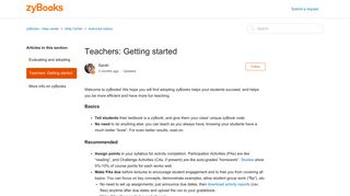 Teachers: Getting started – zyBooks - Help center - Zendesk