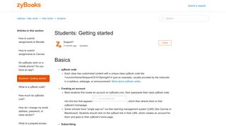 Students: Getting started – zyBooks - Help center - Zendesk