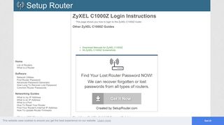 How to Login to the ZyXEL C1000Z - SetupRouter