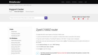 Zyxel C1000Z router - Bitdefender