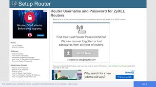 Router Username and Password for ZyXEL Routers - SetupRouter