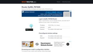 How to Configure and Reset ZyXEL P8702N Router