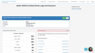 ZyXEL PK5001Z Default Router Login and Password - Clean CSS
