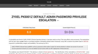 ZyXEL PK5001Z Default Admin Password privilege escalation [CVE ...