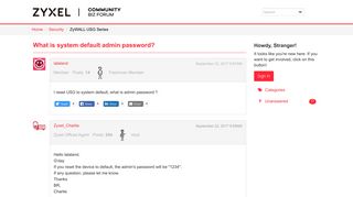 What is system default admin password? — Zyxel