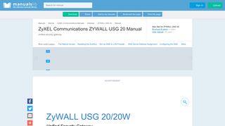 ZYXEL COMMUNICATIONS ZYWALL USG 20 MANUAL Pdf Download.