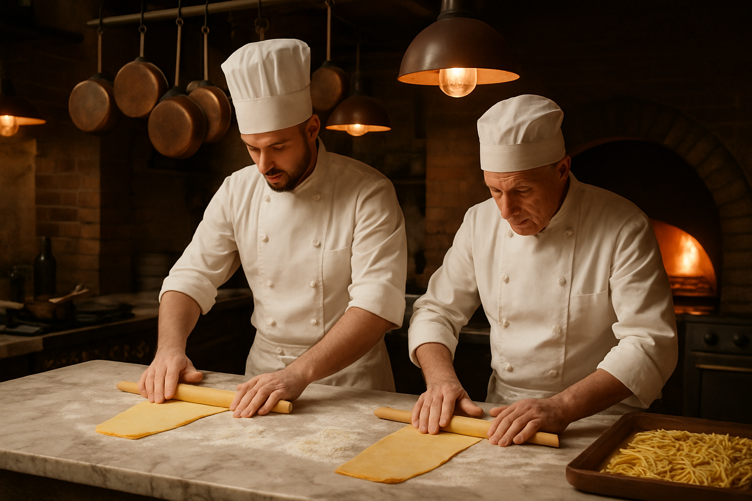Our kitchen team hand-making pasta