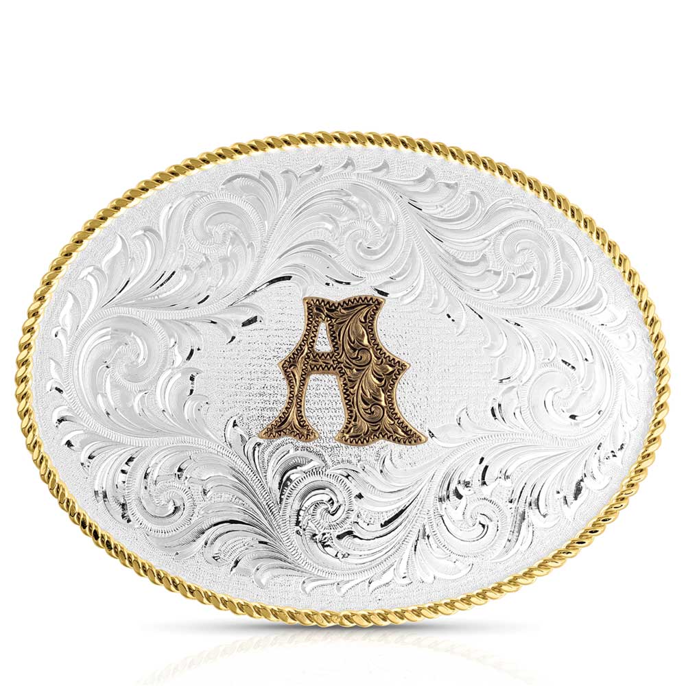 Classic Western Two-Tone Initial Belt Buckle