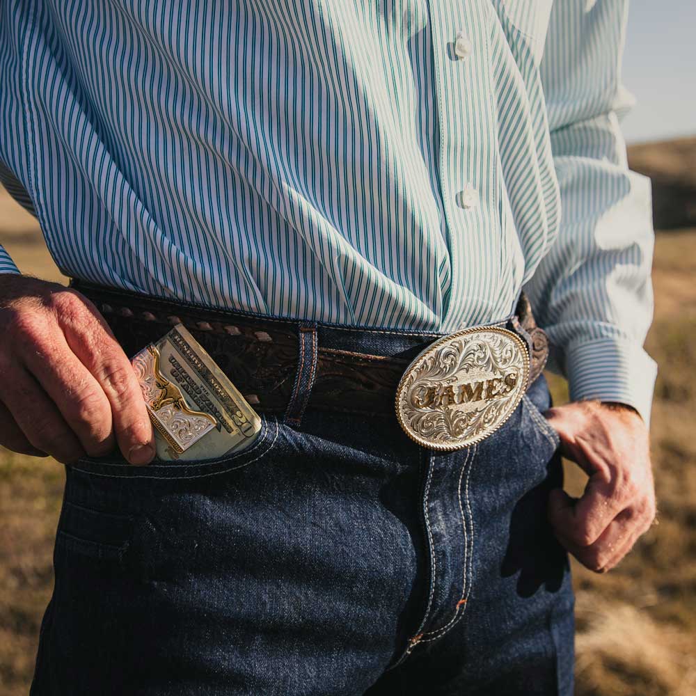 Classic Western Custom Name Buckle Montana Silversmiths