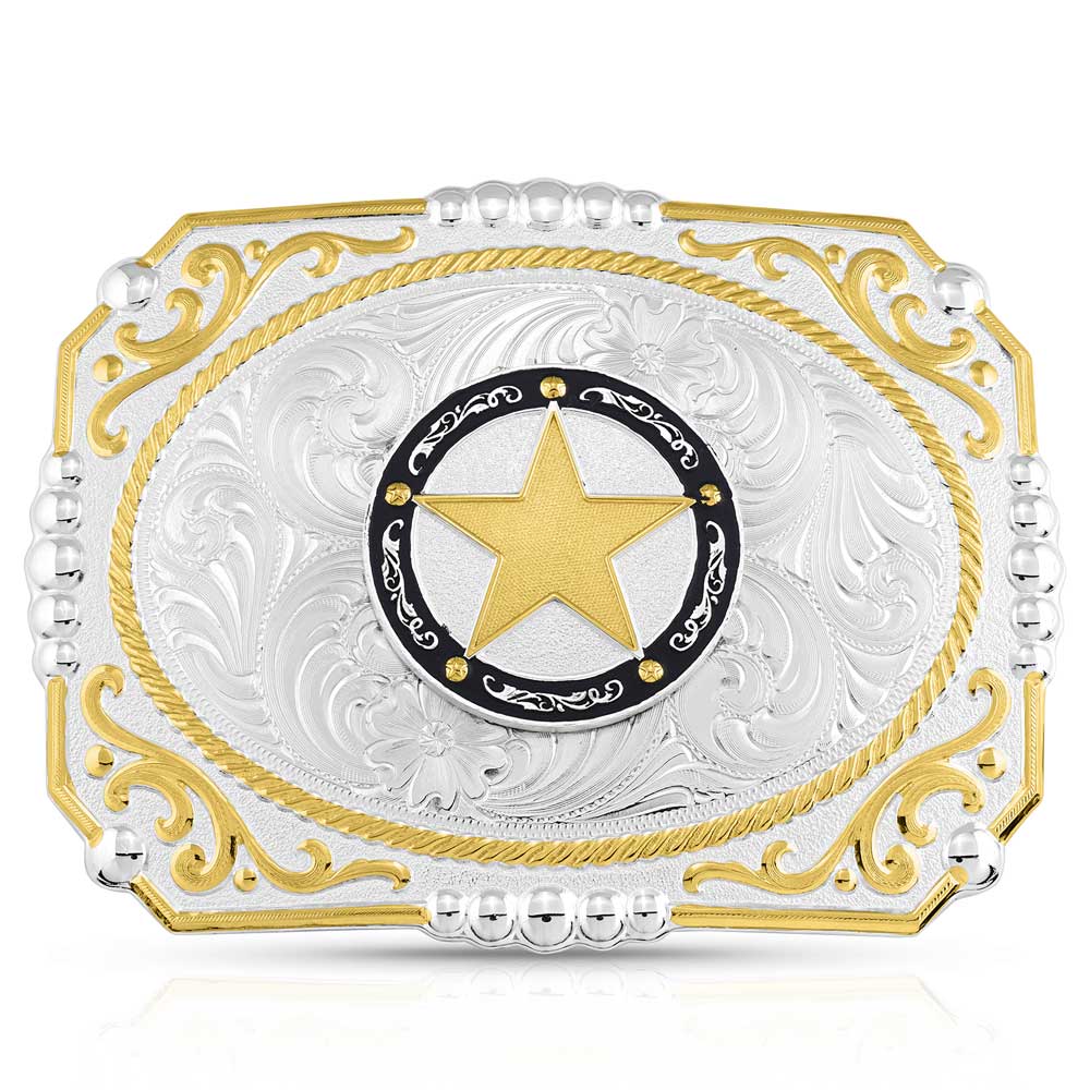 Two-tone Cowboy Cameo Buckle with Antique Star