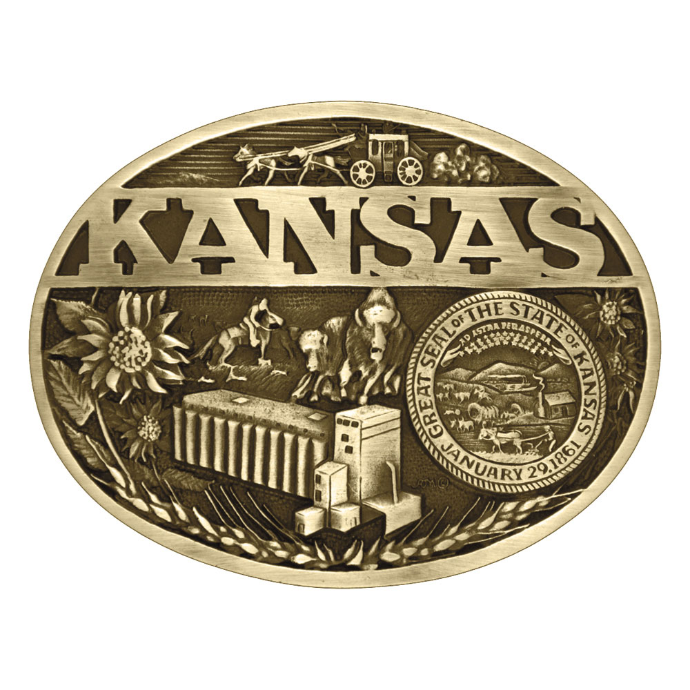 Kansas State Heritage Attitude Buckle