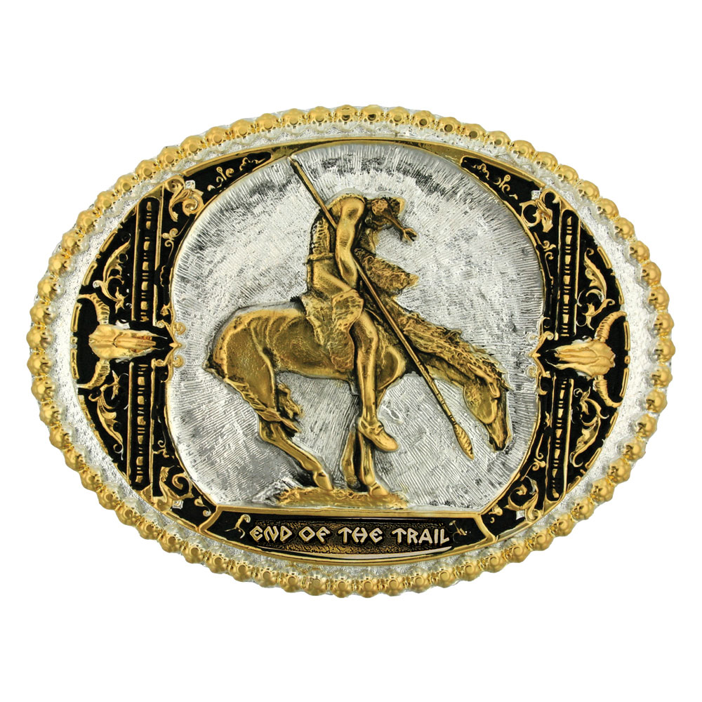 End of the Trail Two Tone Attitude Belt Buckle