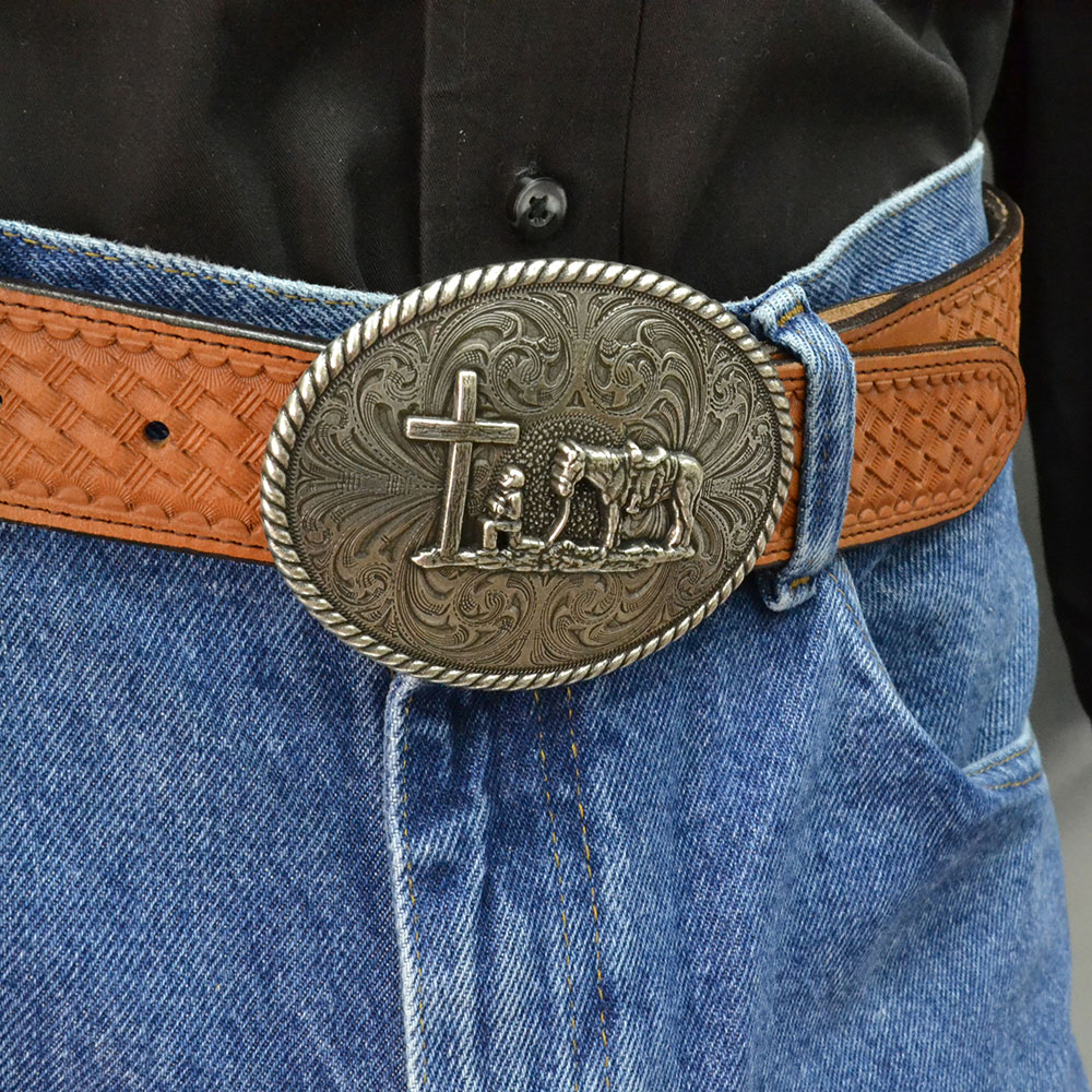 Scalloped Praying Cowboy Buckle