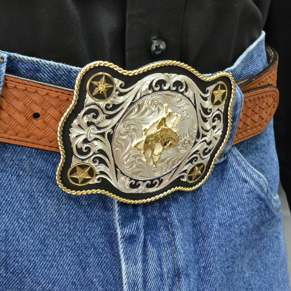 German Silver Christian Cowboy Western Belt Buckle