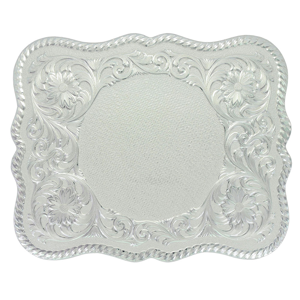 Scalloped Silver Engraved Buckle (4.5