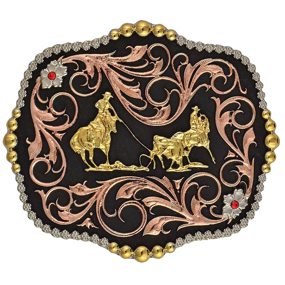 Tri-Color Team Ropers Traditional Attitude Buckle