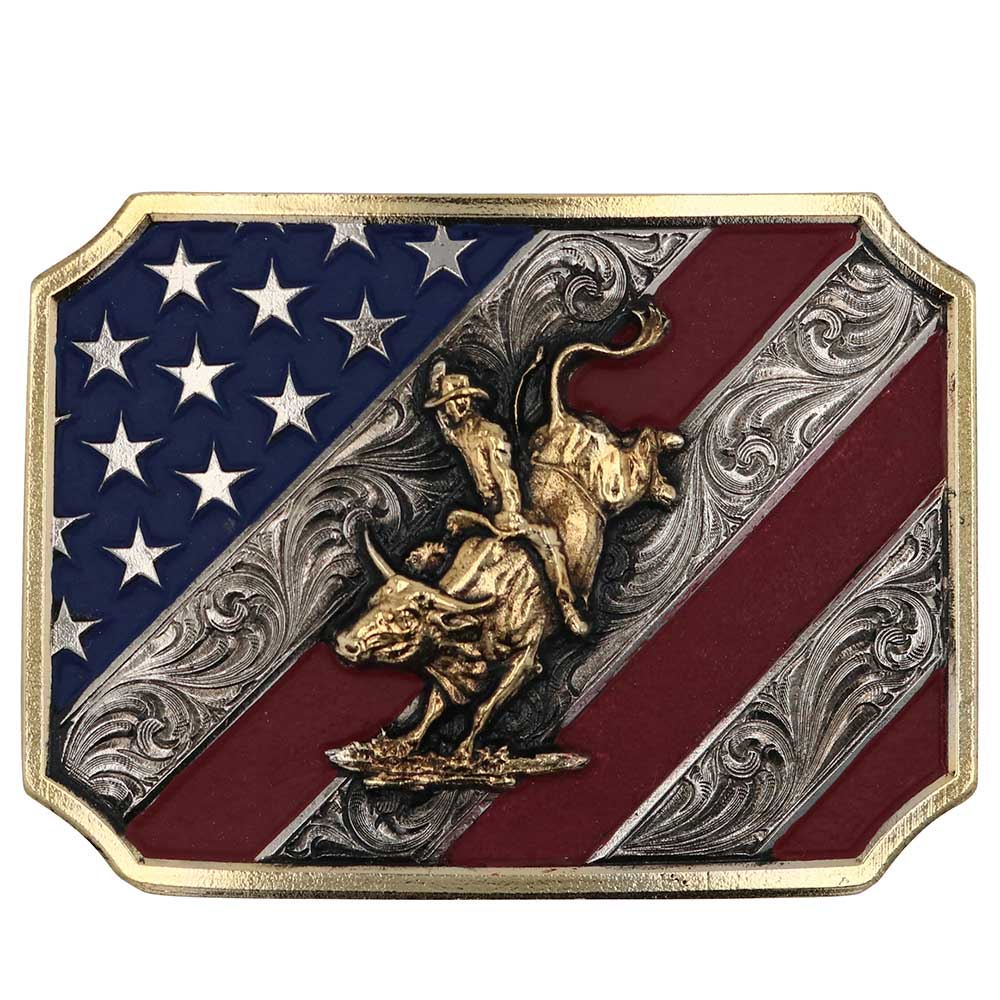 Patriot Bull Rider Attitude Belt Buckle