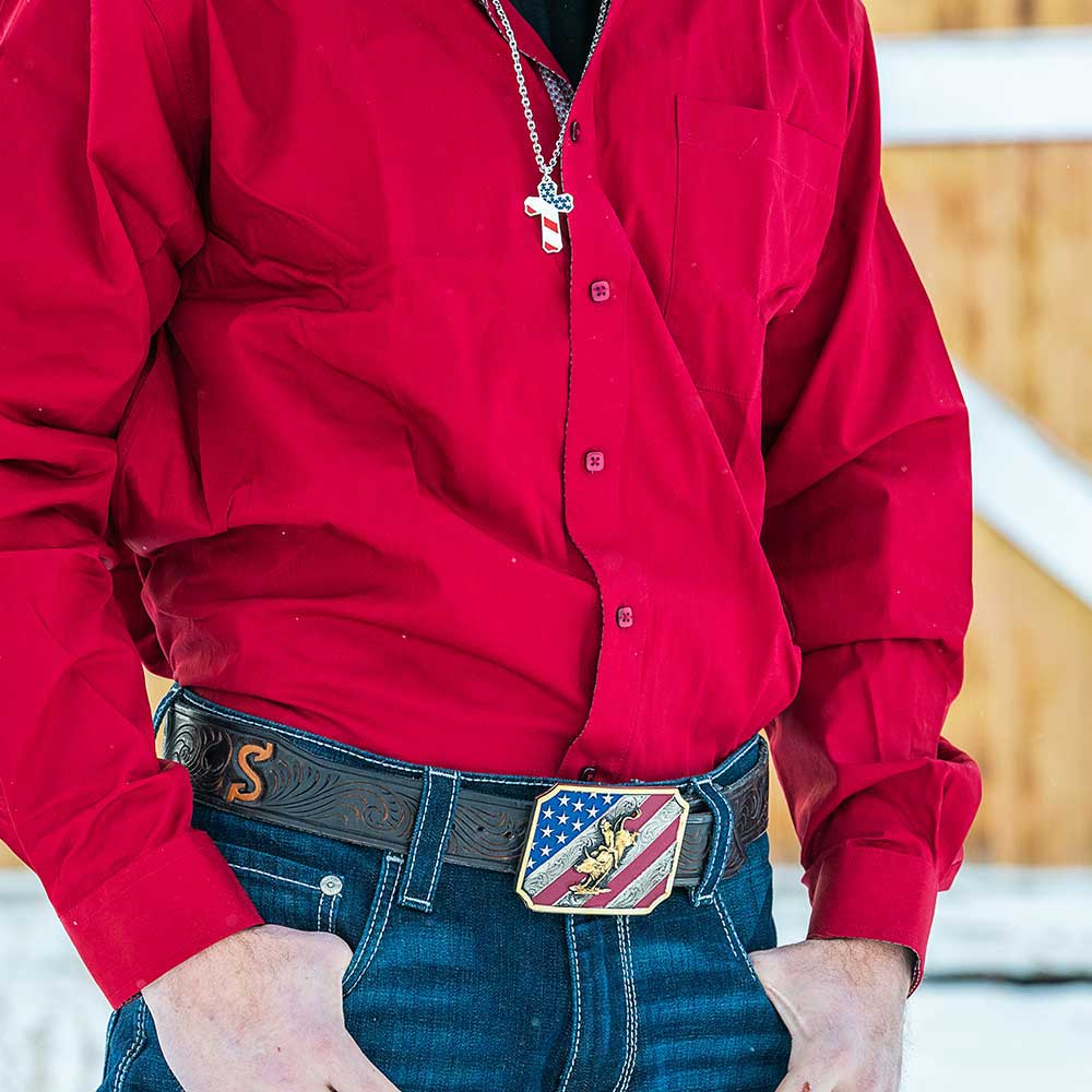 Patriot Bull Rider Attitude Belt Buckle