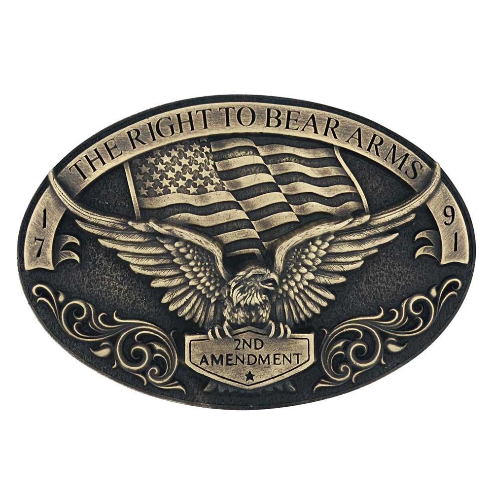 Silver Engraved Western Belt Buckle with Large Eagle