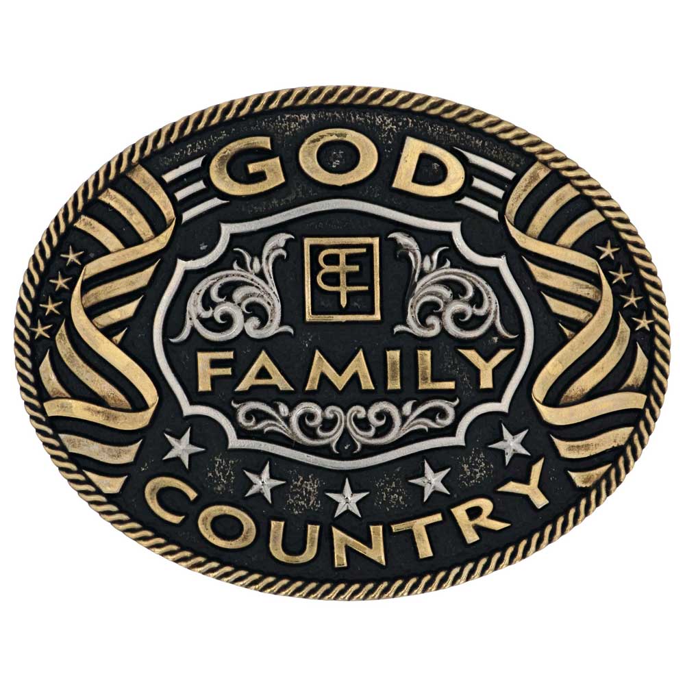 God Family Country Oval Warrior Collection Attitude Buckle