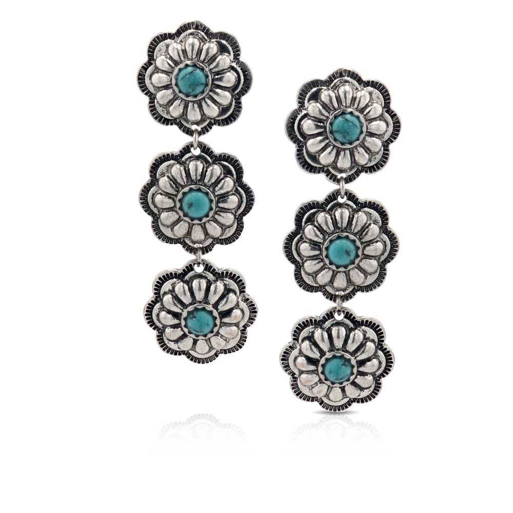 Triple Bloom Conchos Turquoise Attitude Earrings