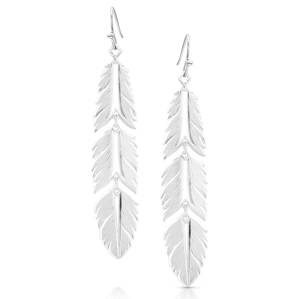 Sterling Silver Feather Earrings With Turquoise Stone