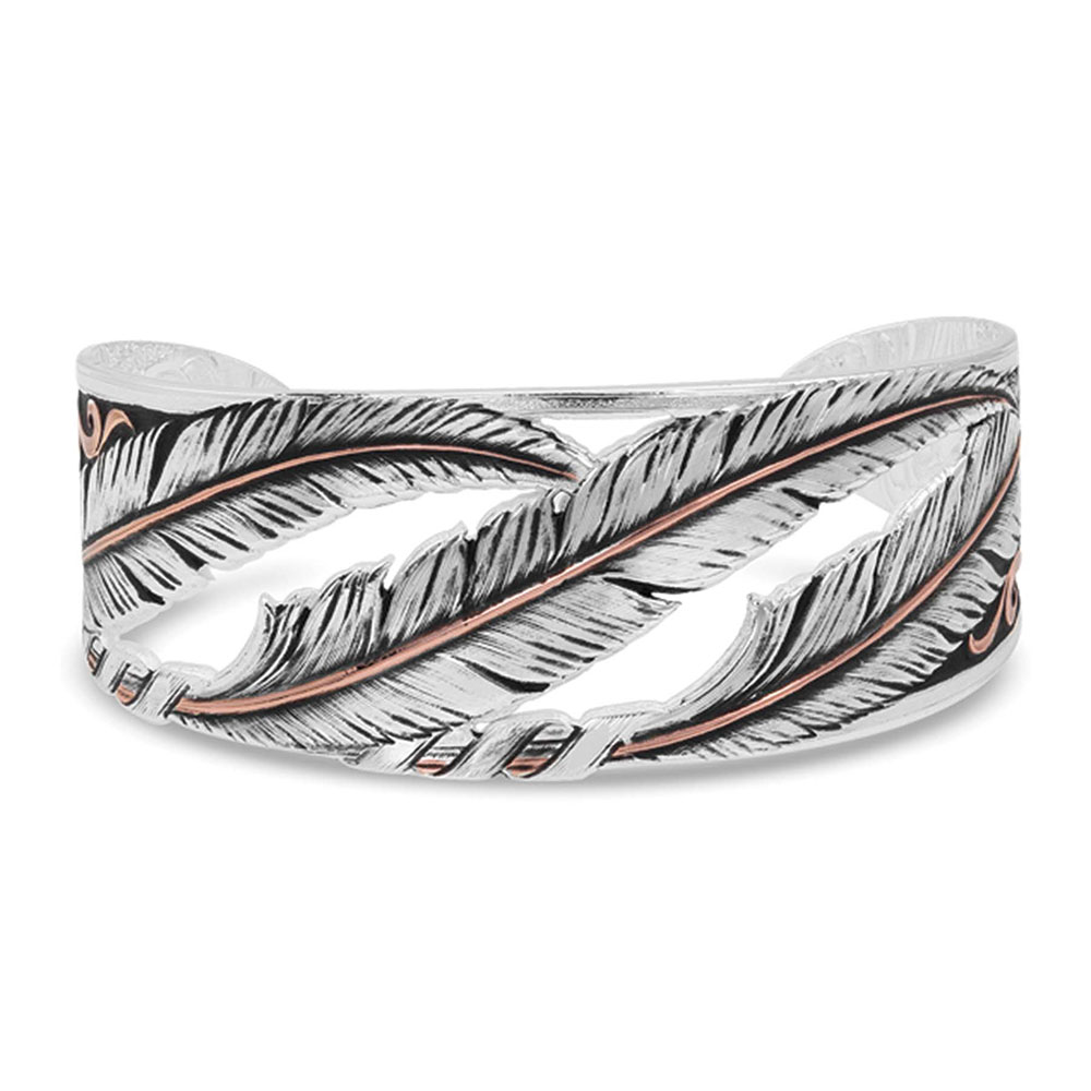 Montana Leather Double-Wrap Bracelet, Feather