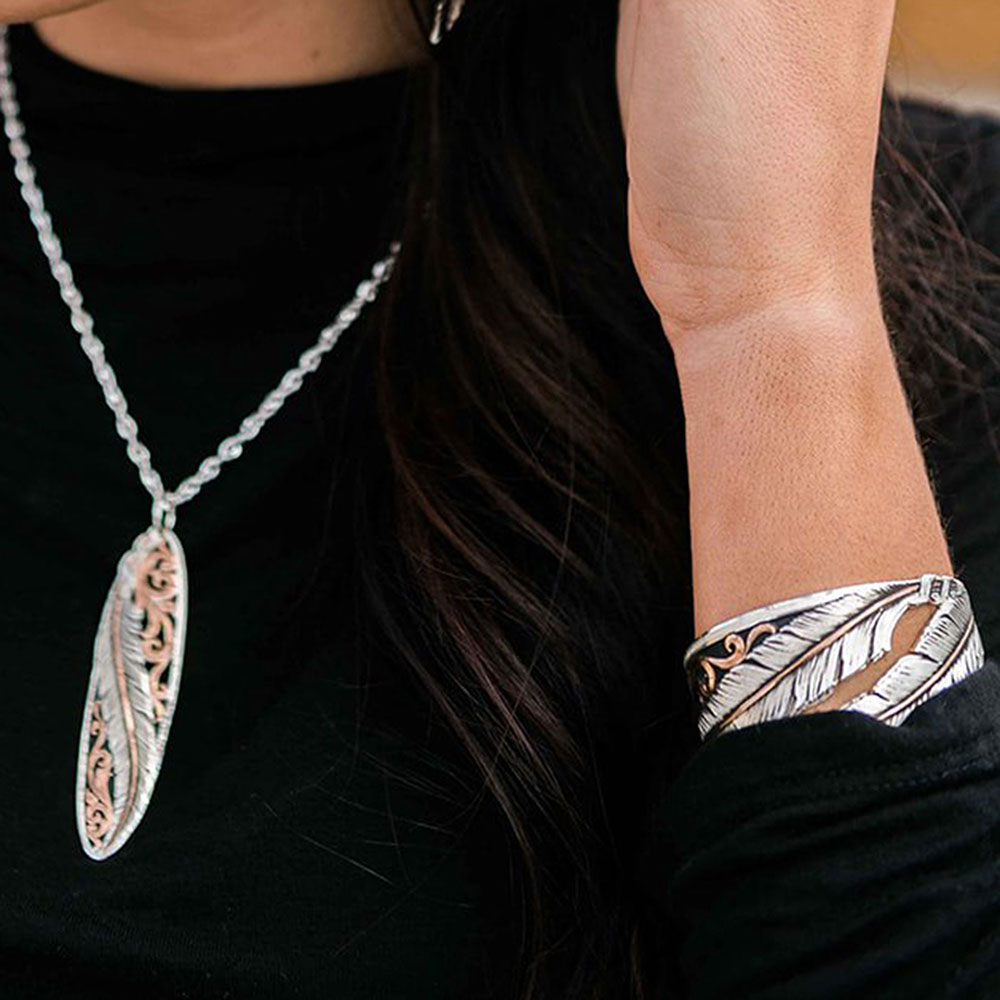 Wind Dancer Pierced Feather Cuff Bracelet