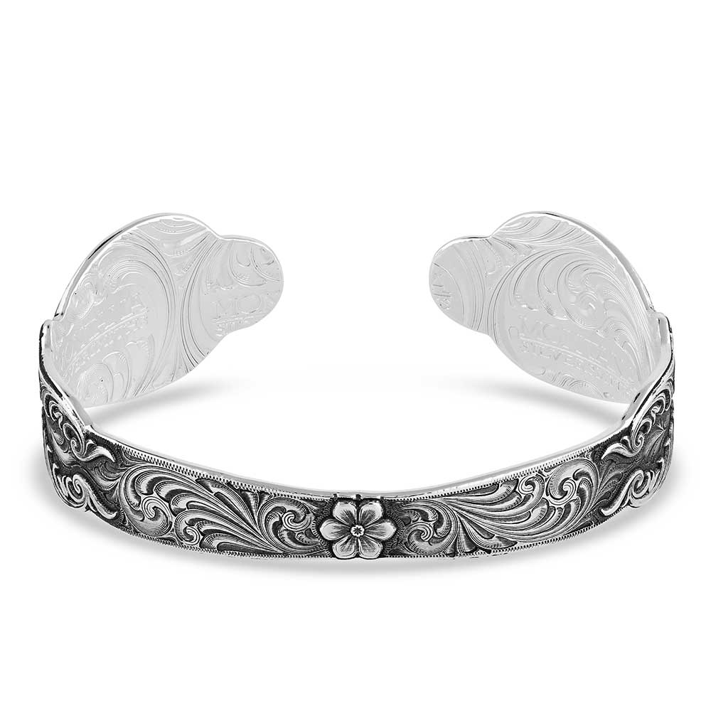 Curvy handmade open cuff silver bangle