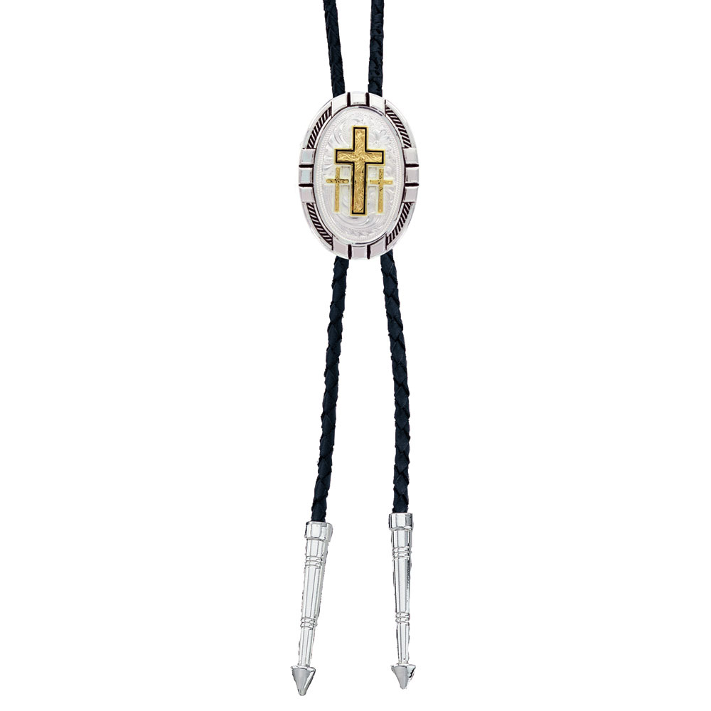 New Traditions Four Directions Bolo Tie with Triple Cross Figure