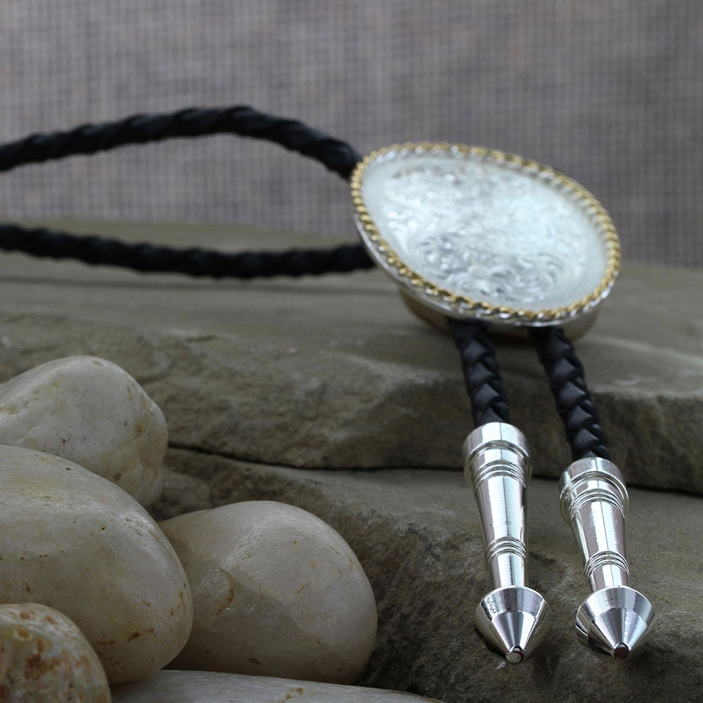 Engraved Silver Bolo Tie