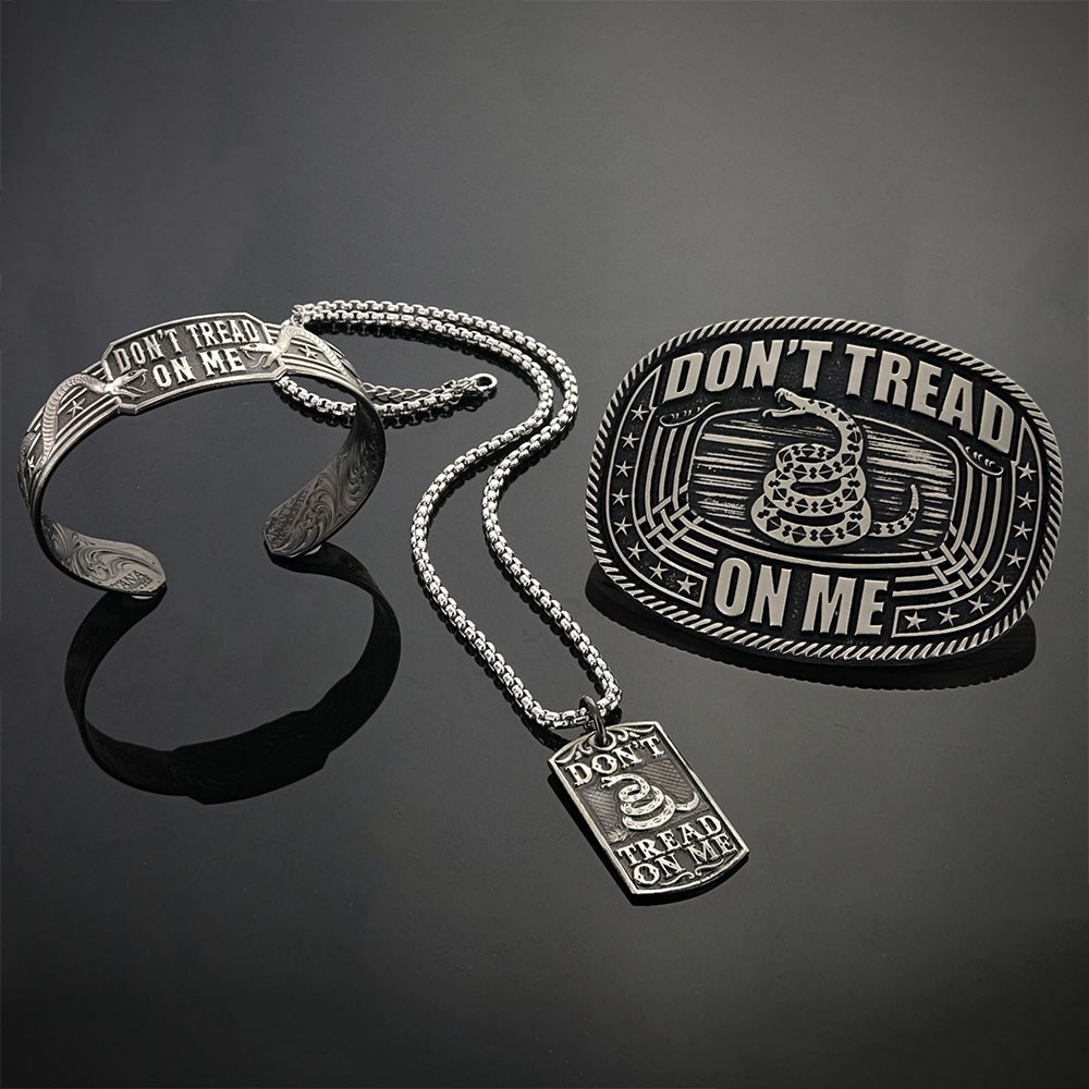 Don't Tread on Me Dog Tag Necklace by Montana Silversmiths - NC5492MA