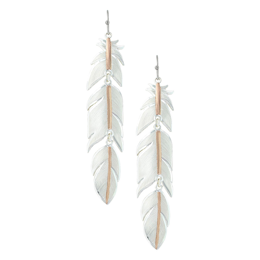 Rose Gold Plume Feather Earrings
