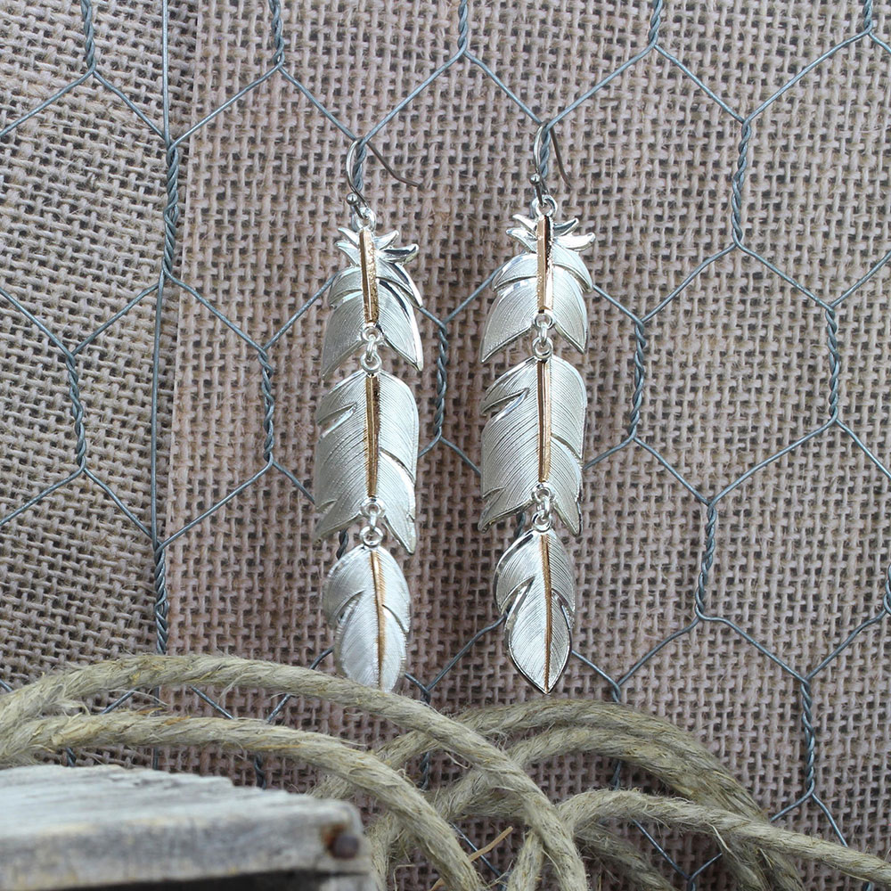 Rose Gold Plume Feather Earrings