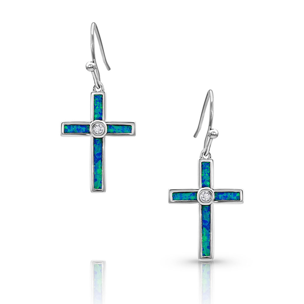 River of Lights Opal Cross Earrings