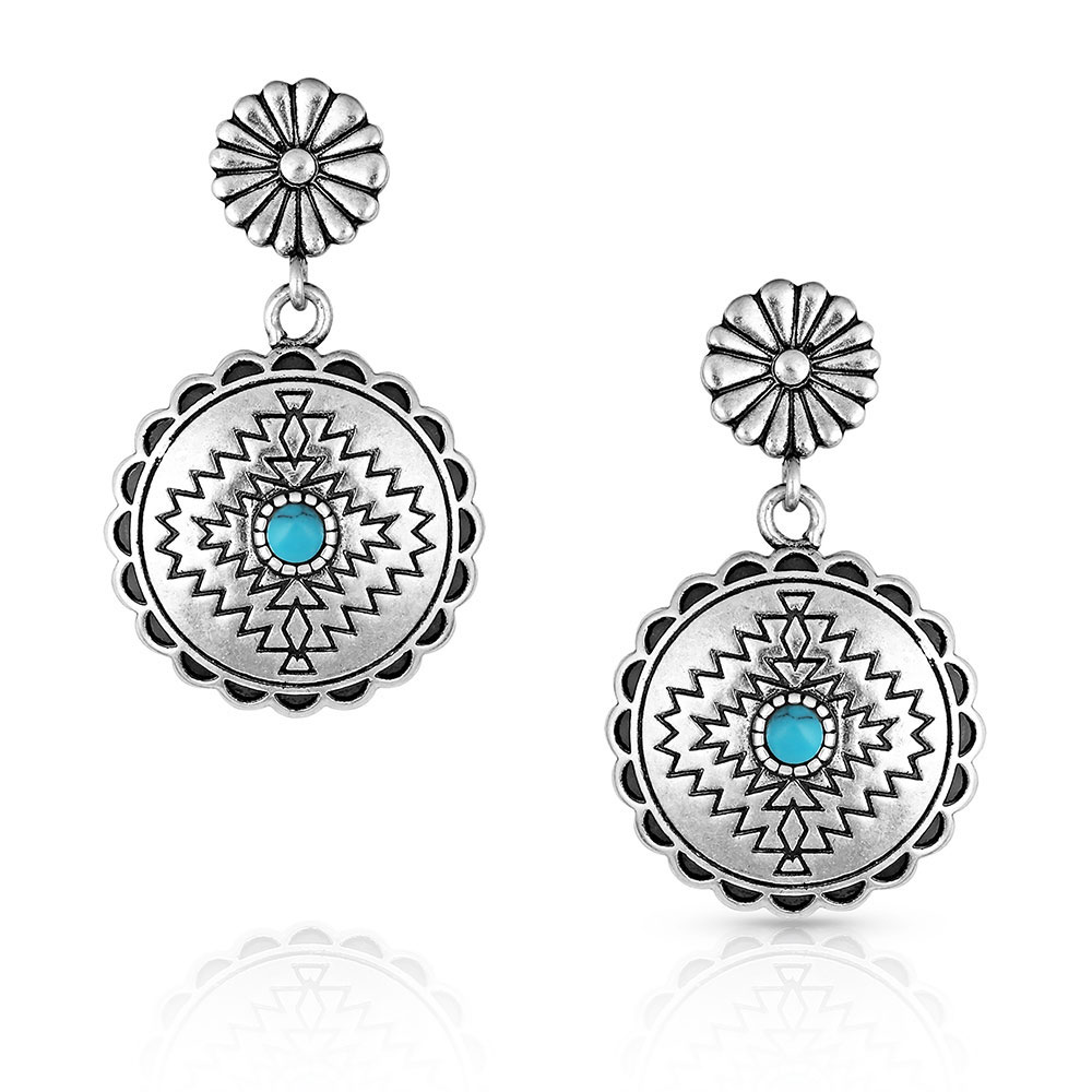 Center of the Storm Turquoise Coin Earrings