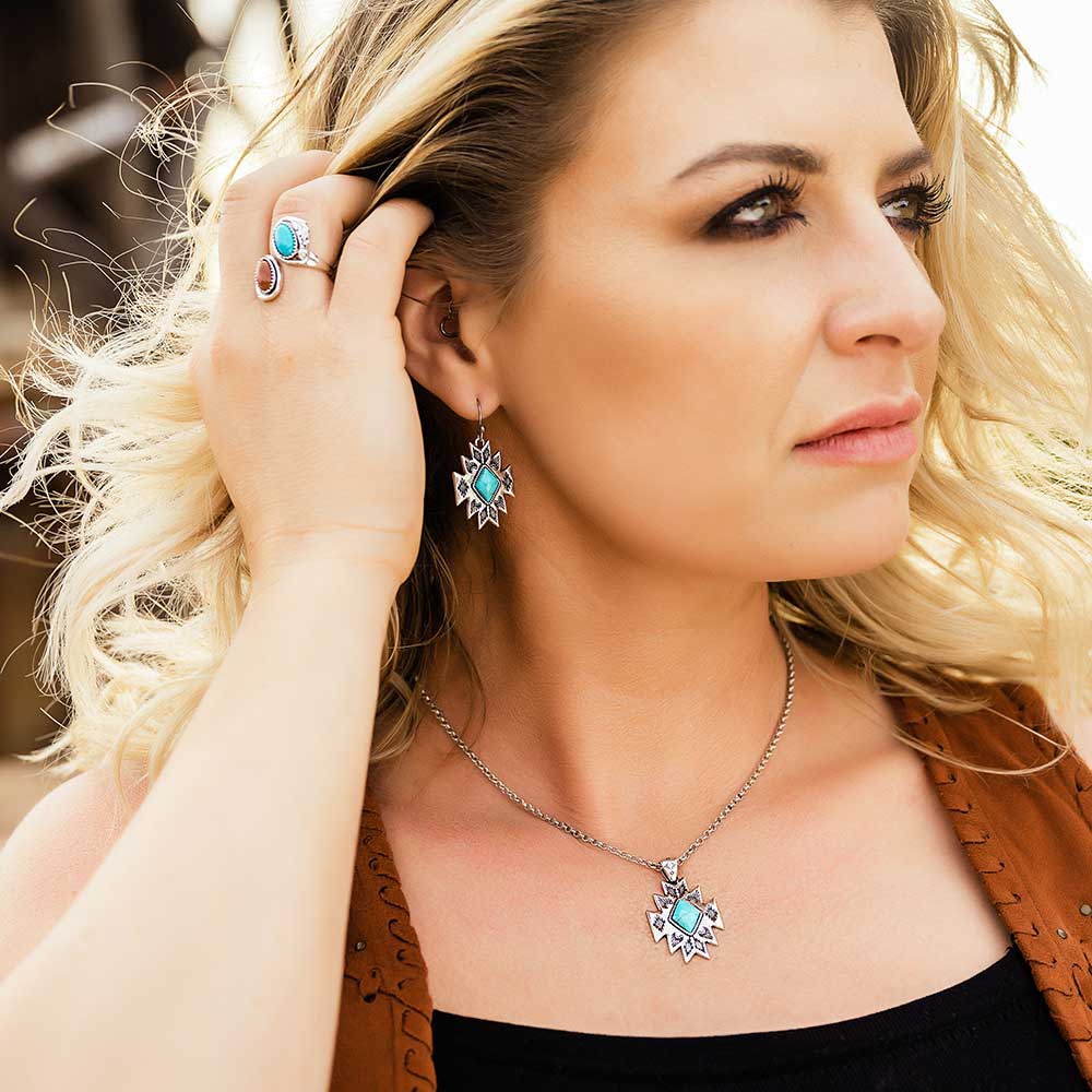 Turquoise Star Pendant Earrings