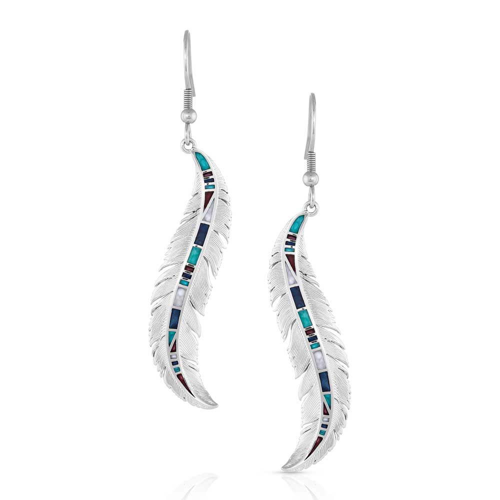 Native American Silver & Turquoise Feather Earrings (65bc65) - Mission Del  Rey Southwest
