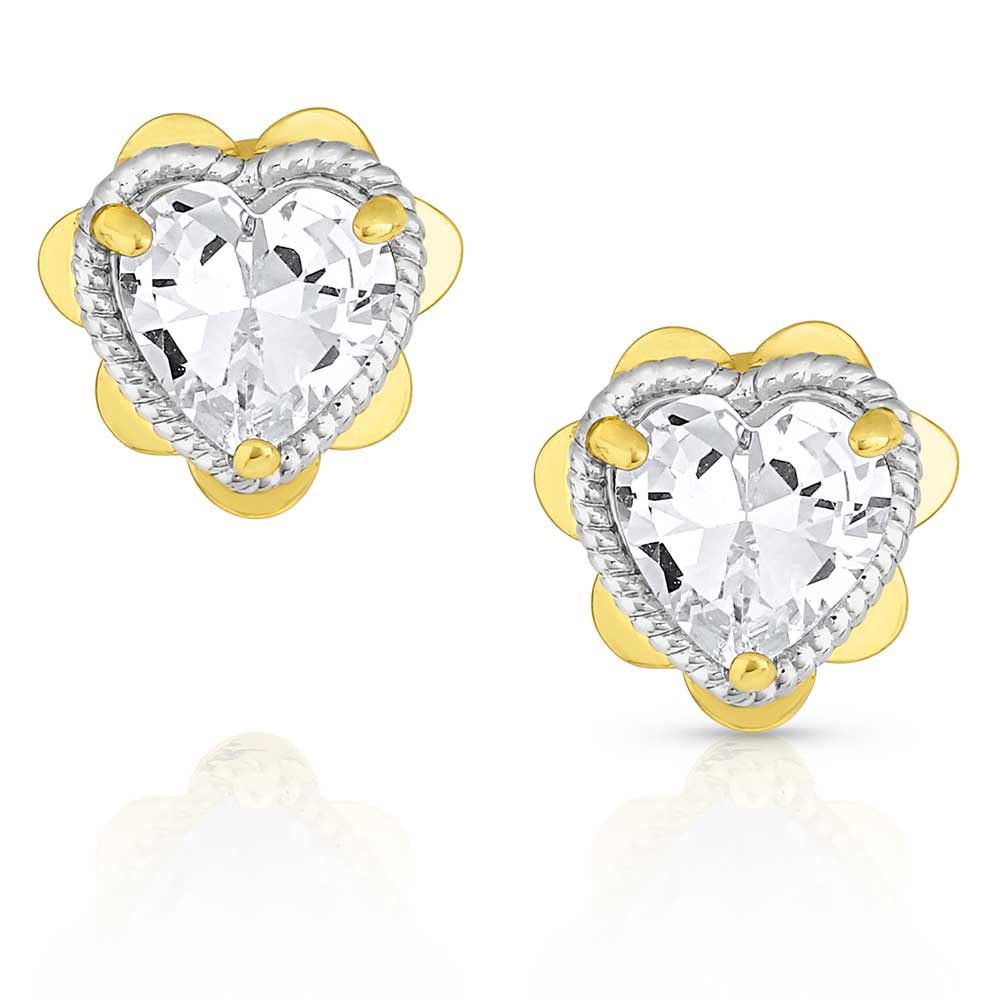 Flowered Heart Post Earrings