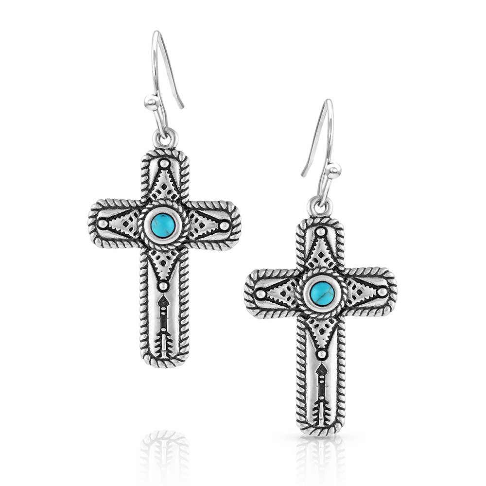 Faith on Point Turquoise Cross Earrings