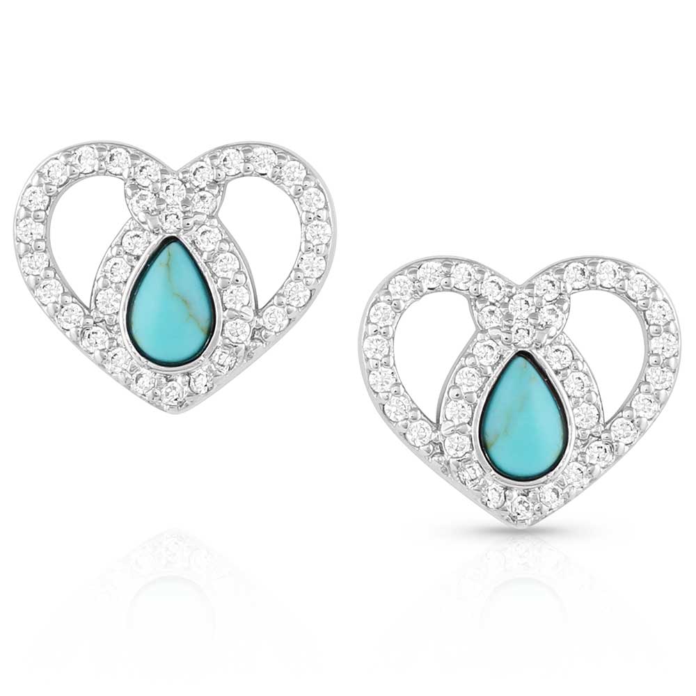 Angel Heart Crystal Turquoise Post Earrings