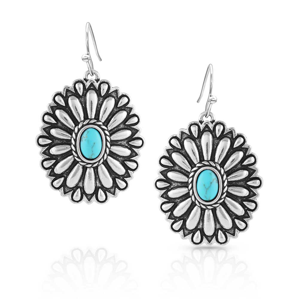 Sunflower Concho Turquoise Earrings