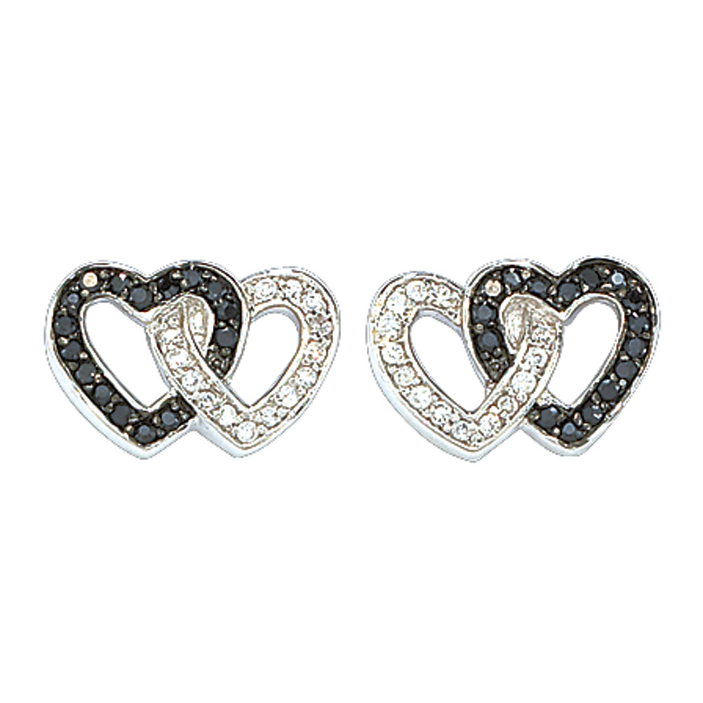 Black Crystal Double Heart Earrings