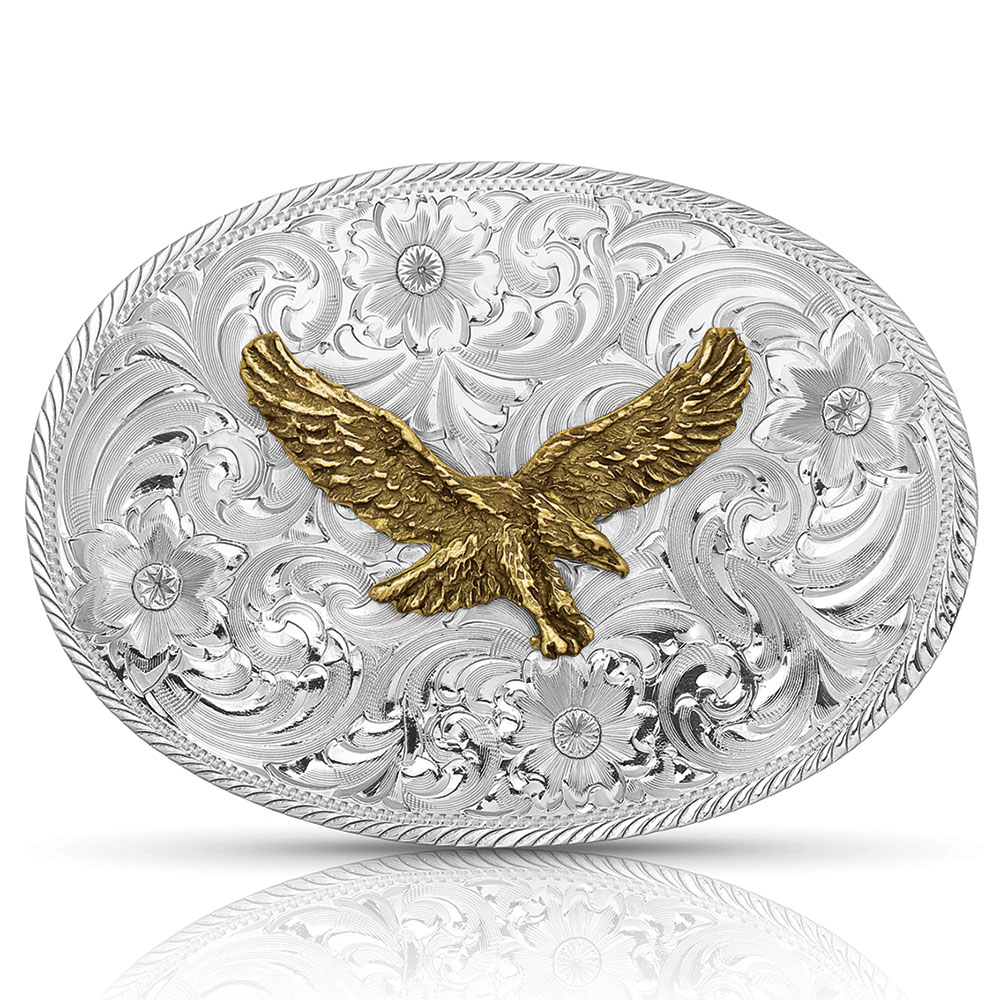 vintage AMERICAN Bald Eagle Belt Buckle - Silver & Gold - America