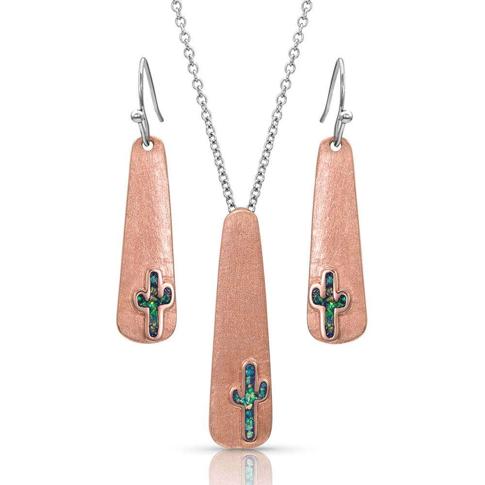 Desert Sun Opal Cactus Jewelry Set