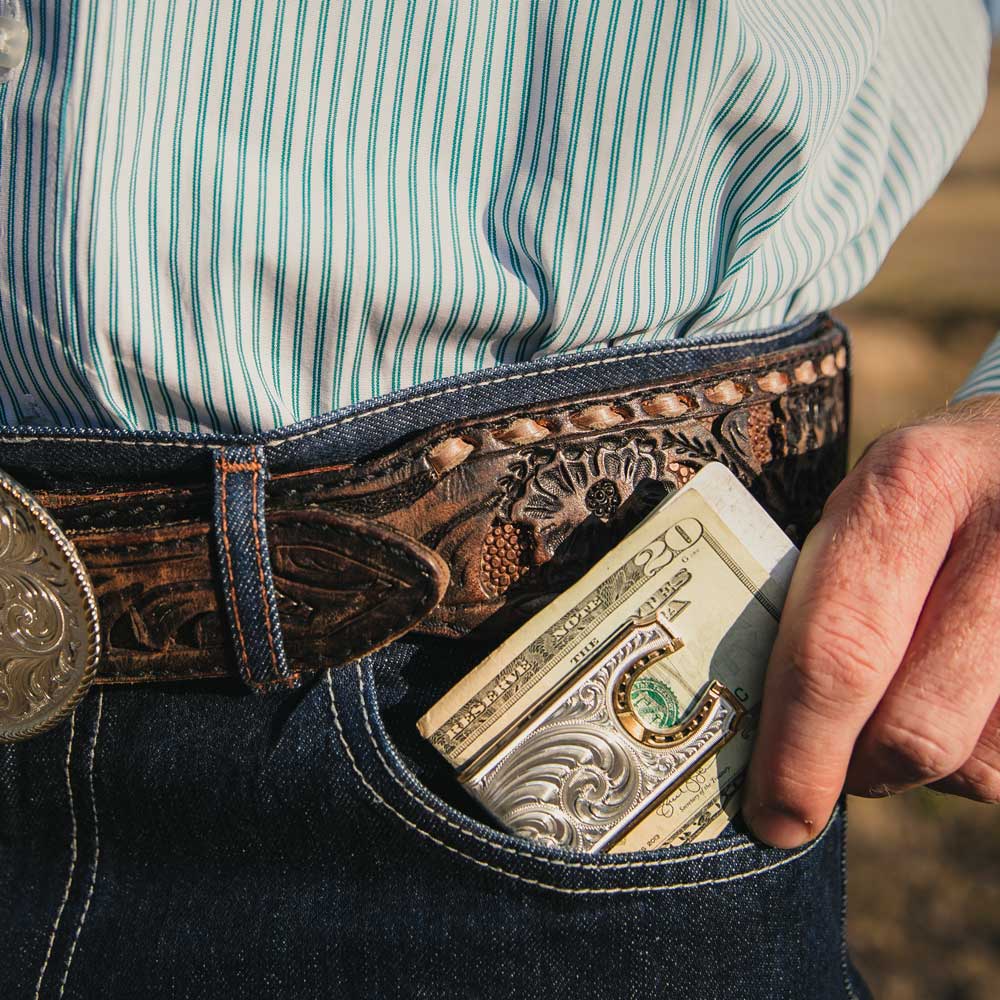 Two-Tone Carved Horseshoe Money Clip | Montana Silversmiths