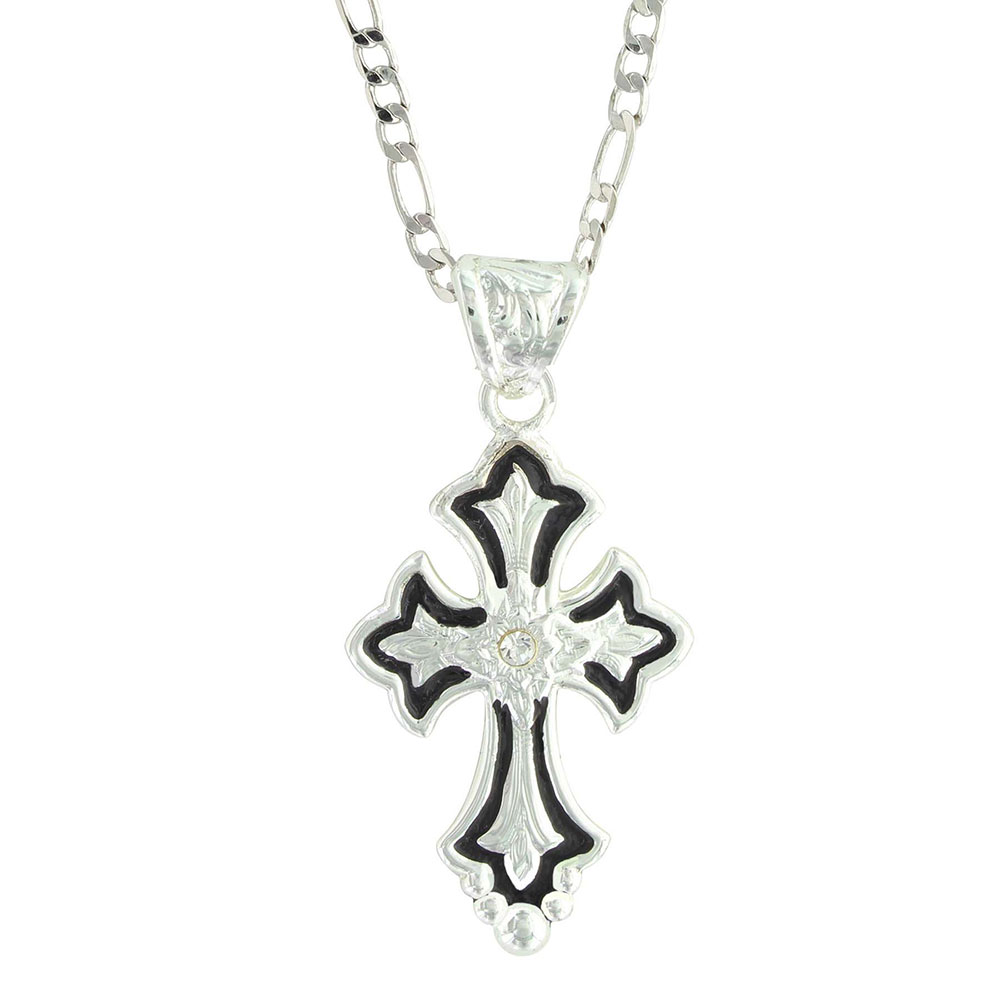 Flower on Silver and Black Cross Fleury