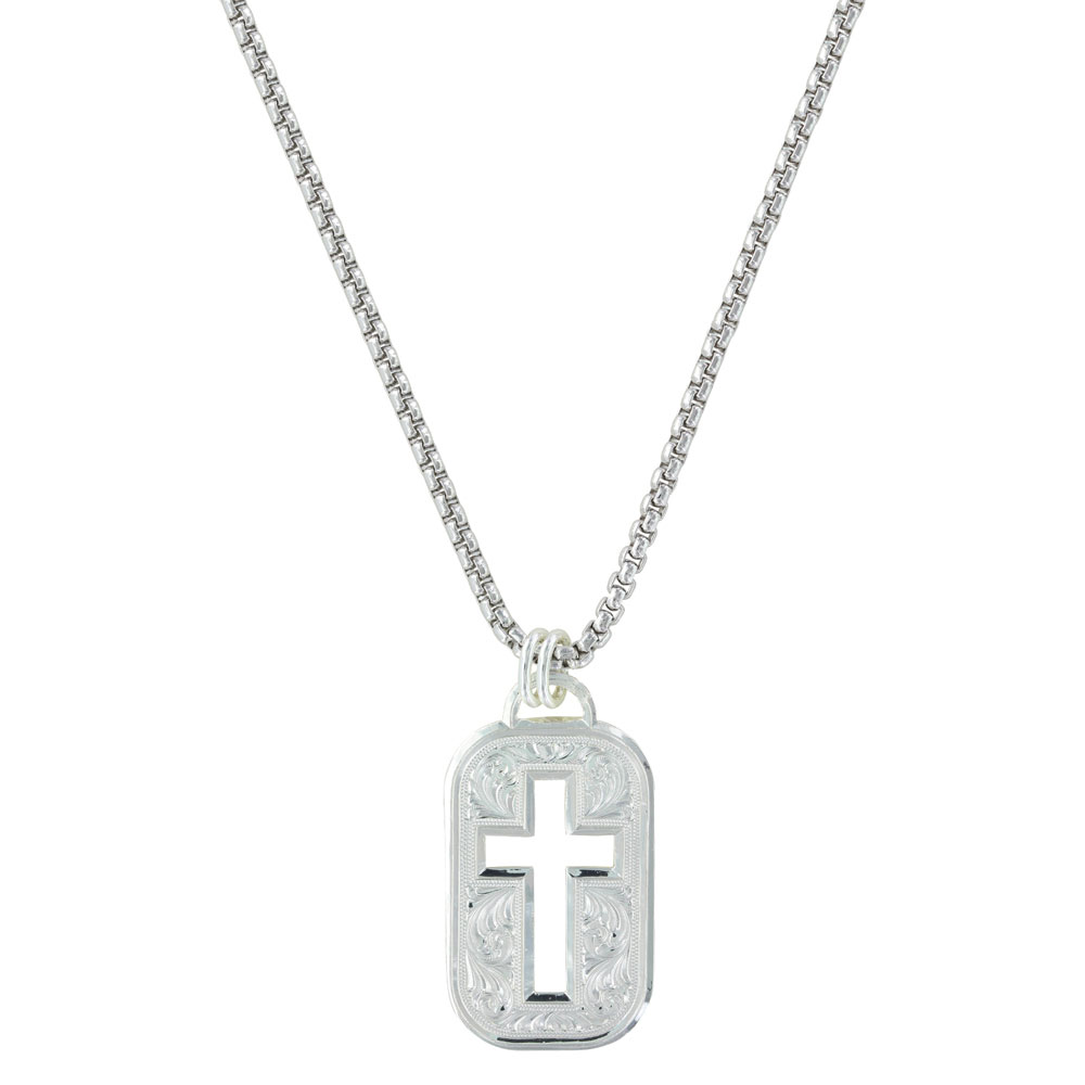 Western Lace Cross Cut Out Token Necklace