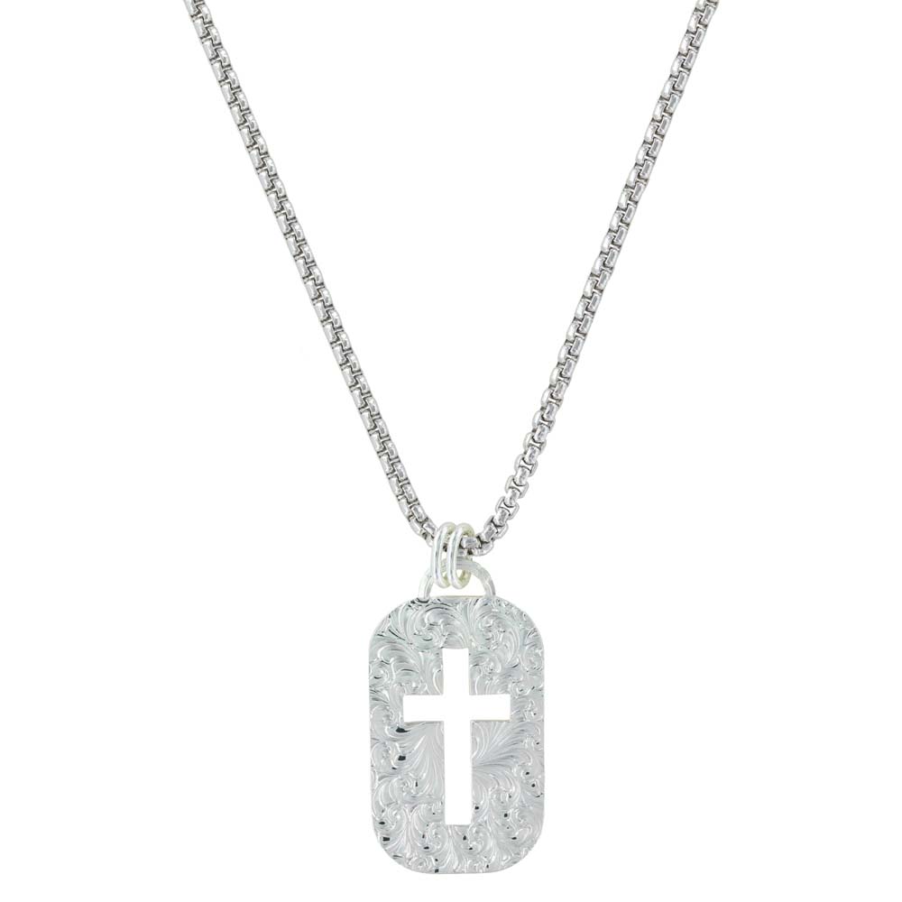 Western Lace Cross Cut Out Token Necklace